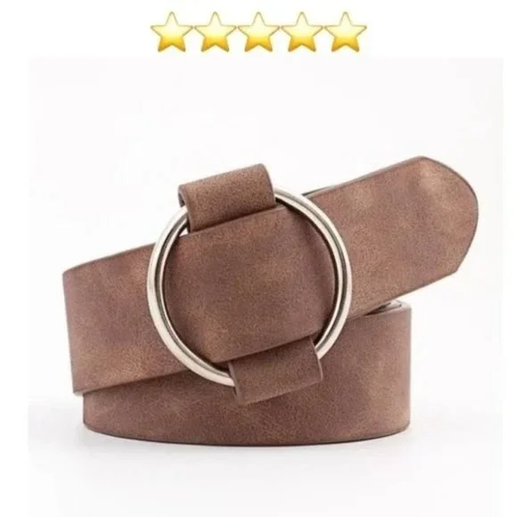 NEW Faux Vegan Leather Belt in Camel Nude Tan - Picture 8 of 12